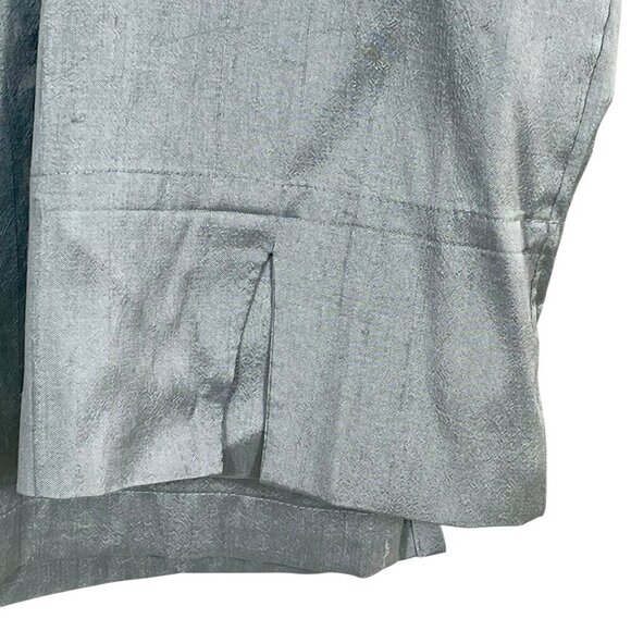 Eileen Fisher Raw Silk Button Down Blouse Gray Easy Fit Short Length Size Small - Picture 10 of 14